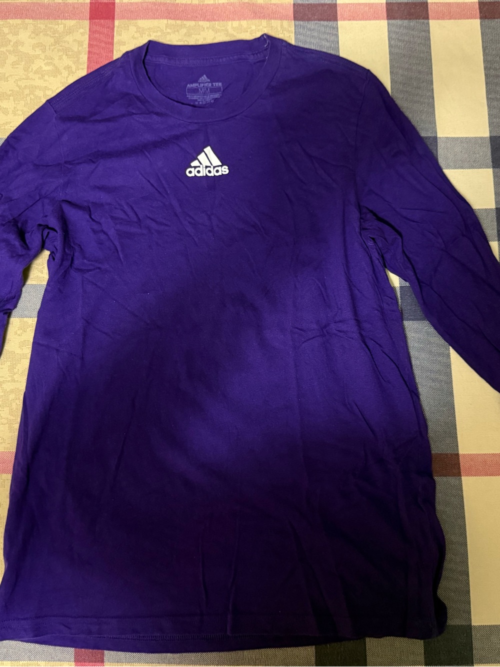 adidas Purple Long Sleeve Crewneck T-Shirt with White Logo (M)